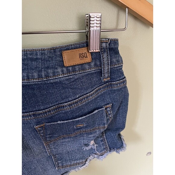 RSQ Jeans Juniors Blue Denim Cabo Cut Off Distressed Shorts Size 3 - Picture 6 of 6